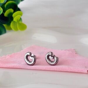 Silver Bubble Letter C Stud Earrings Stainless Steel